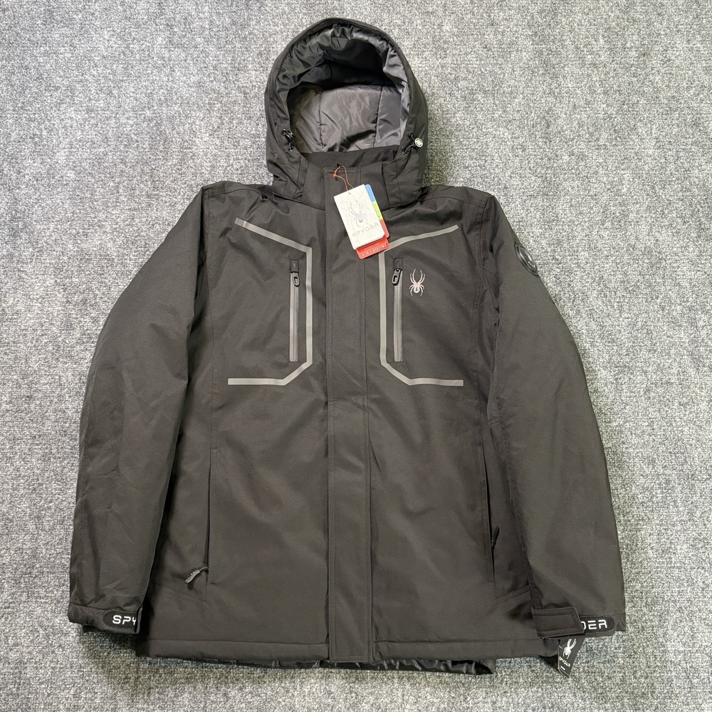 Spyder 3-in-1 Hooded Insulated Snow Jacket Mens Medium Black Snowboard Ski NEW